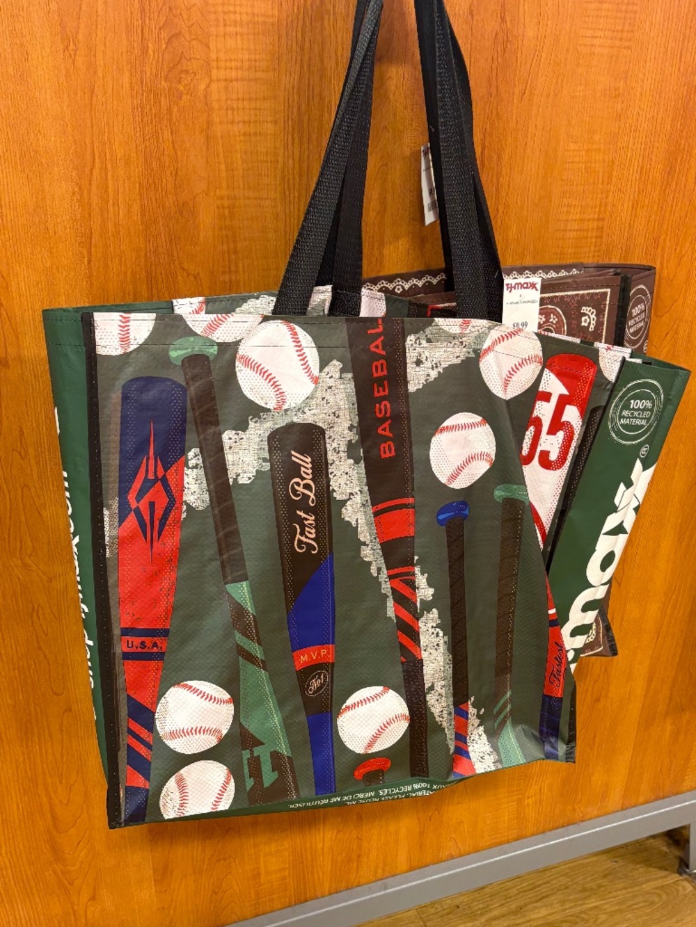 TJ Maxx Homegoods Marshall’s Baseball print reusable tote bag